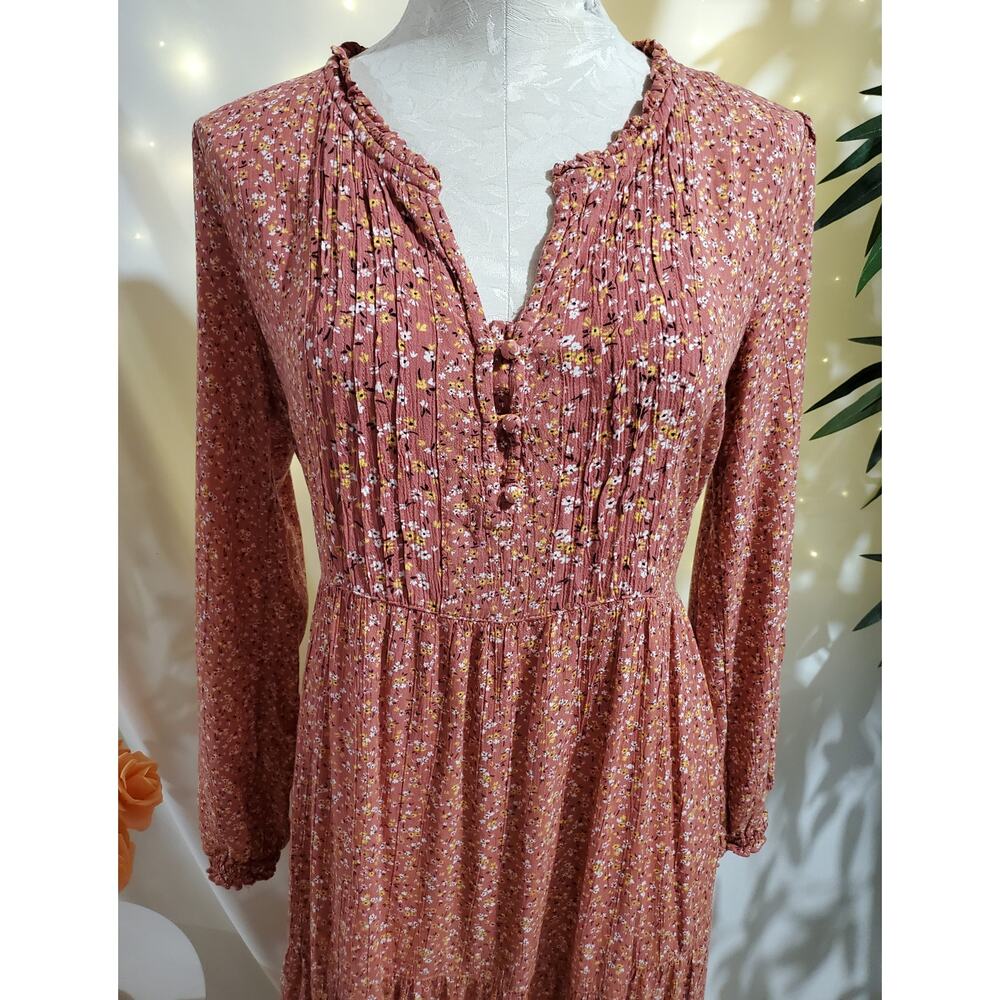 FatFace Maye Sunshine Ditsy Tiered Prairie Maxi Dress Womens Size 4 Cottage Pink - Picture 8 of 14